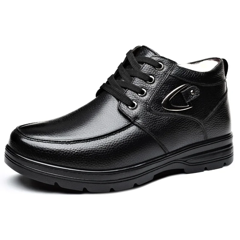 Herren schuhe Winter verdicken warm halten Herren lässig High-Top Leder Stiefeletten dicke Anti-Rutsch-Baumwoll schuhe