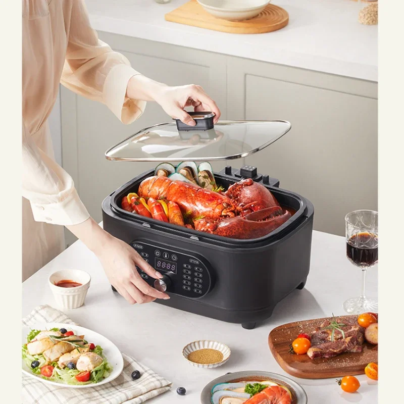 Multifunctional Cooking Pot Household Hot Pot BBQ Meat Shabu Air Fried Fried, Cooked and Stewed Integrated Electric Pot