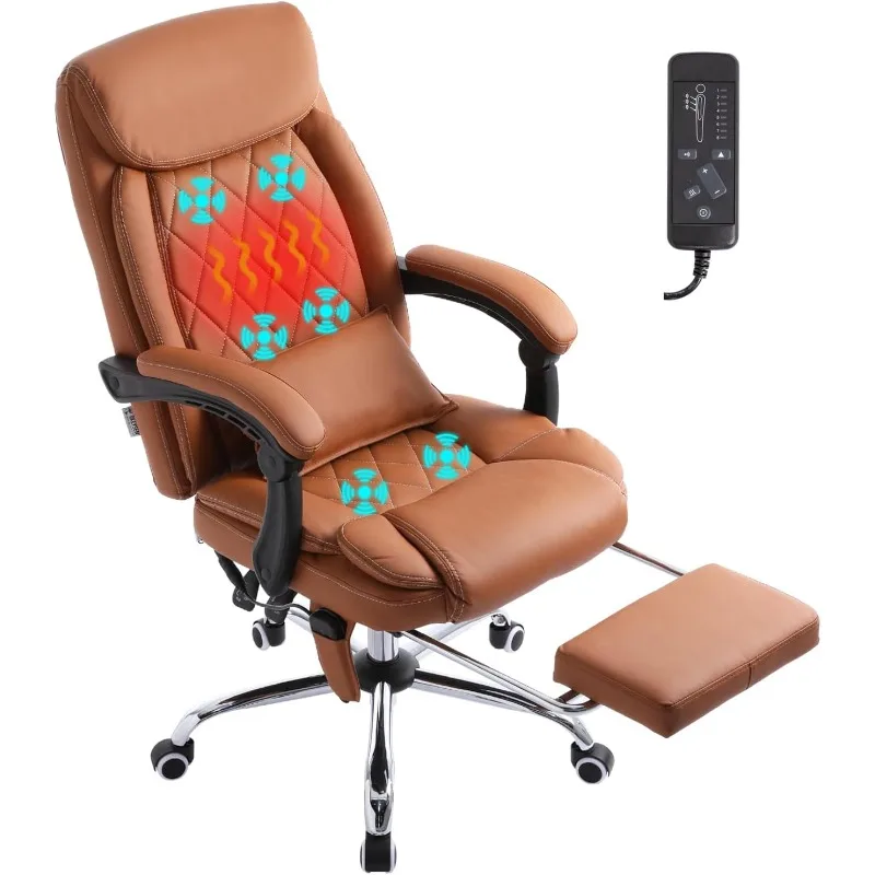 

Executive Massage Office Chair with Heated,45°Reclining Ergonomic High Back Office Chair with Footrest, Wheels