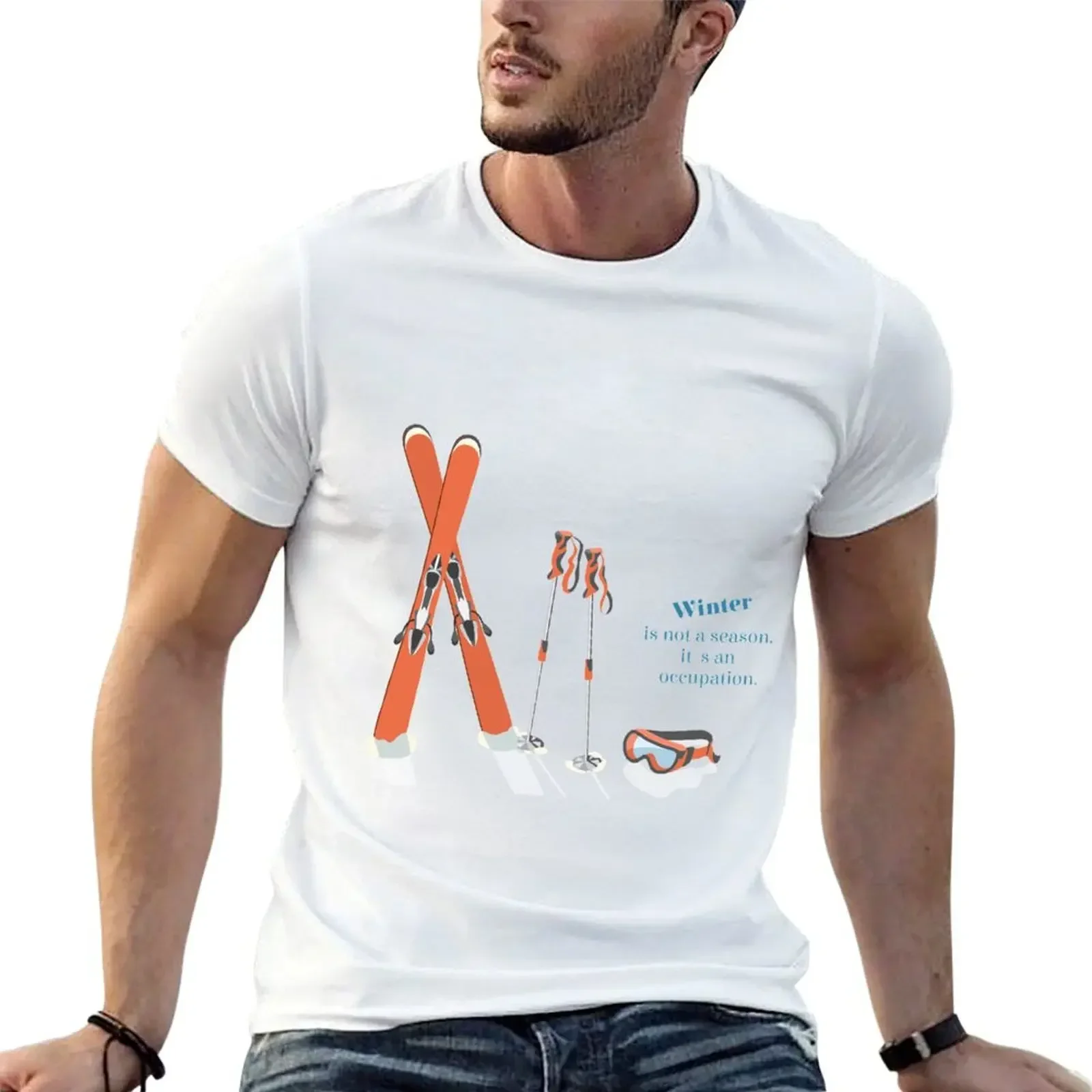 Skiing Gift For Skier T-Shirt graphic tee shirt plus size clothes vintage graphic tee baggy shirts t shirt men 100℅ cotton