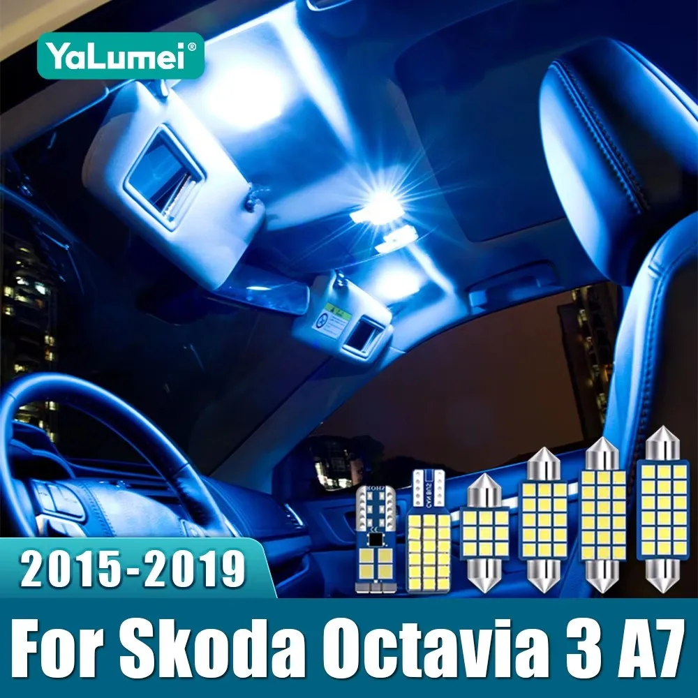 

For Skoda Octavia 3 A7 MK3 5E 2015 2016 2017 2018 2019 5PCS Car LED Bulbs Interior Dome Reading Lamps Trunk Lights Accessories