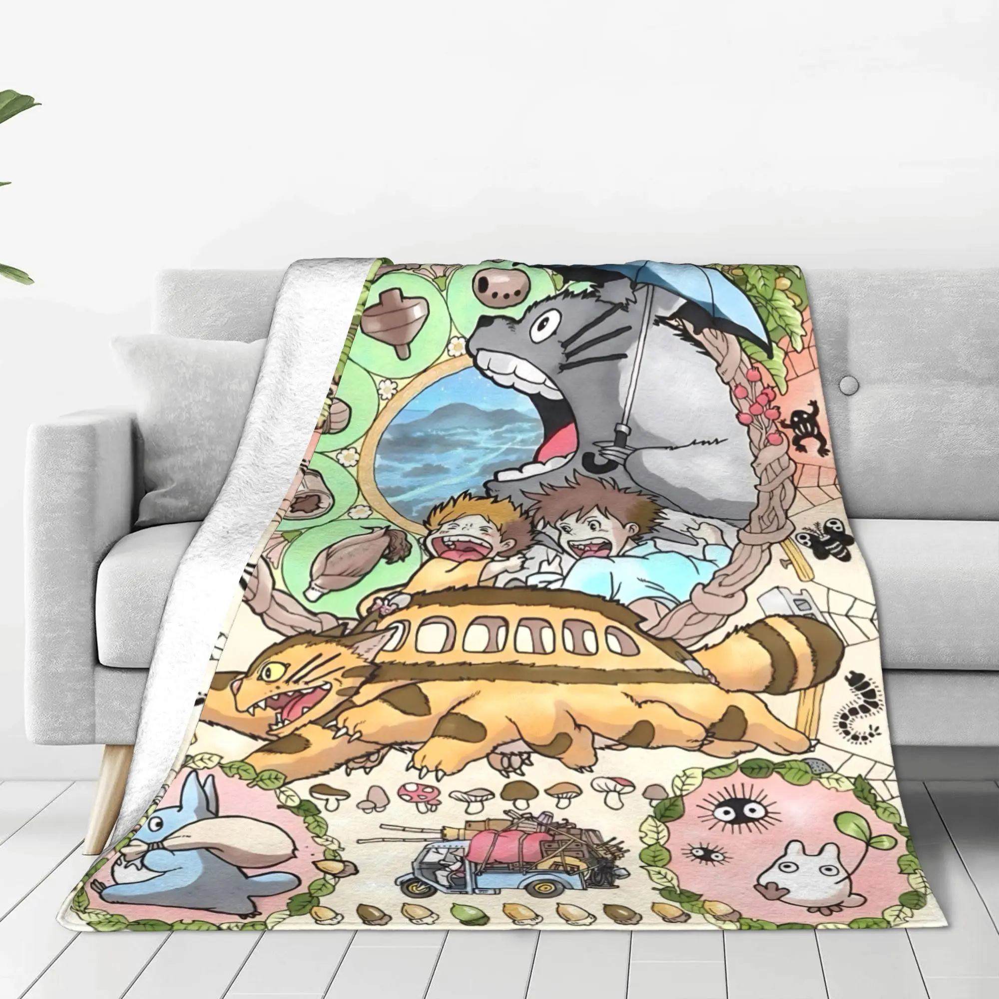 1PC home Cutecore Room Decor Anime My Neighbor Totoros Blanket Throw Blanket  Novelty Warm Blanket All Season