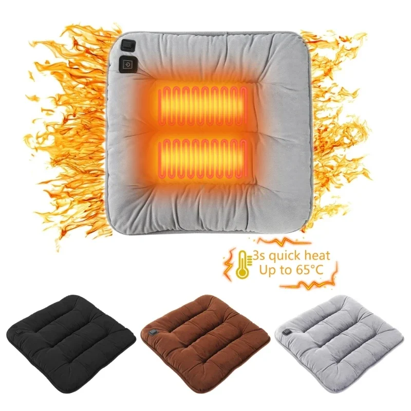 

Universal Car Heated Seat Cushion Winter 12V Car USB Electric Heating Pad Fast Heating Gear Seat Cushion