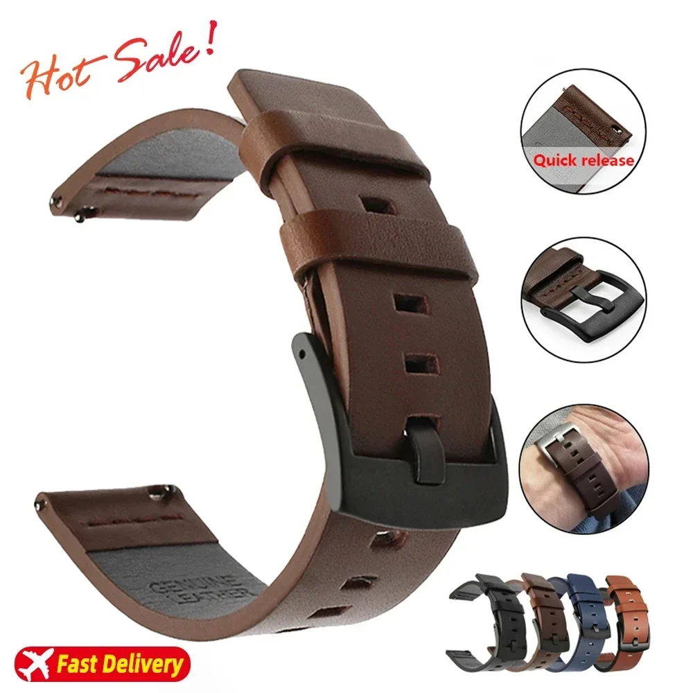 20mm 22mm Uhren armband Schnell verschluss Leder armband für Samsung Galaxy Watch 3 Active2 40 44mm Huawei Uhr GT 2 Armband 18 24mm