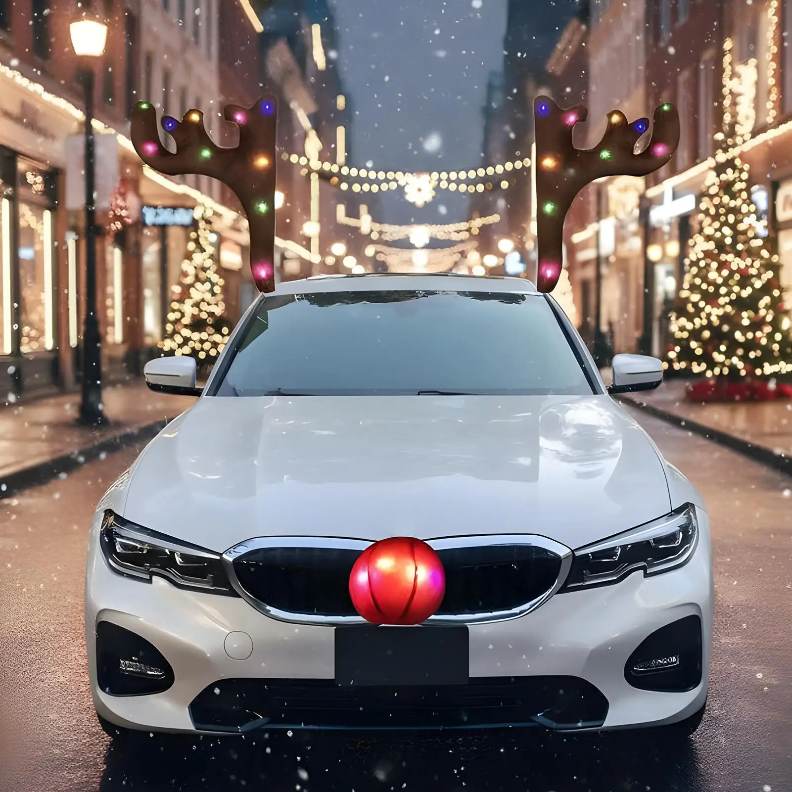 

Car Decoration Antlers Christmas Automotive Exterior Decor With LED Light Auto Hood Decor Ornament For SUVs Trucks RVs Sedans