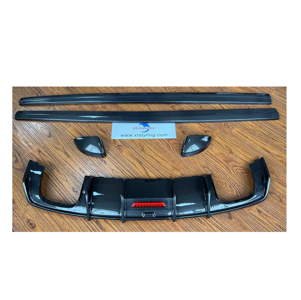 

Car Facelift Real Carbon Fiber for AUDI A3 S3 Side Skirts Steps Mirror Cover Rear Diffuser With Light