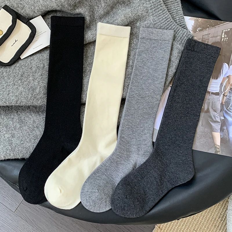 Socken Für Frauen Lange Neue Trend Einfarbig Adrette Damen Strümpfe Plain Einfache Klassische Kniehohe Lose Socken Weibliche Warme
