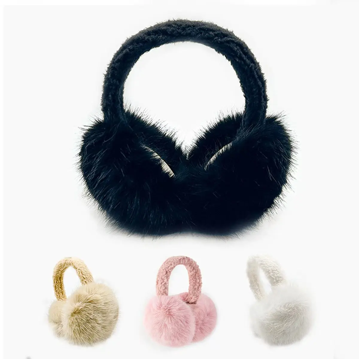 Cache-oreilles en peluche confortables et pliables pour femmes, chauds et doux, parfaits pour l'automne et l'hiver, conception de rangement facile