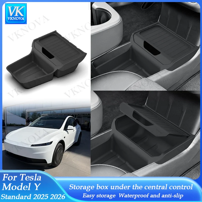

Органайзер-лоток для центральной консоли Tesla Model Y Standard 2025-2026 из TPE, ящик для хранения в подлокотнике