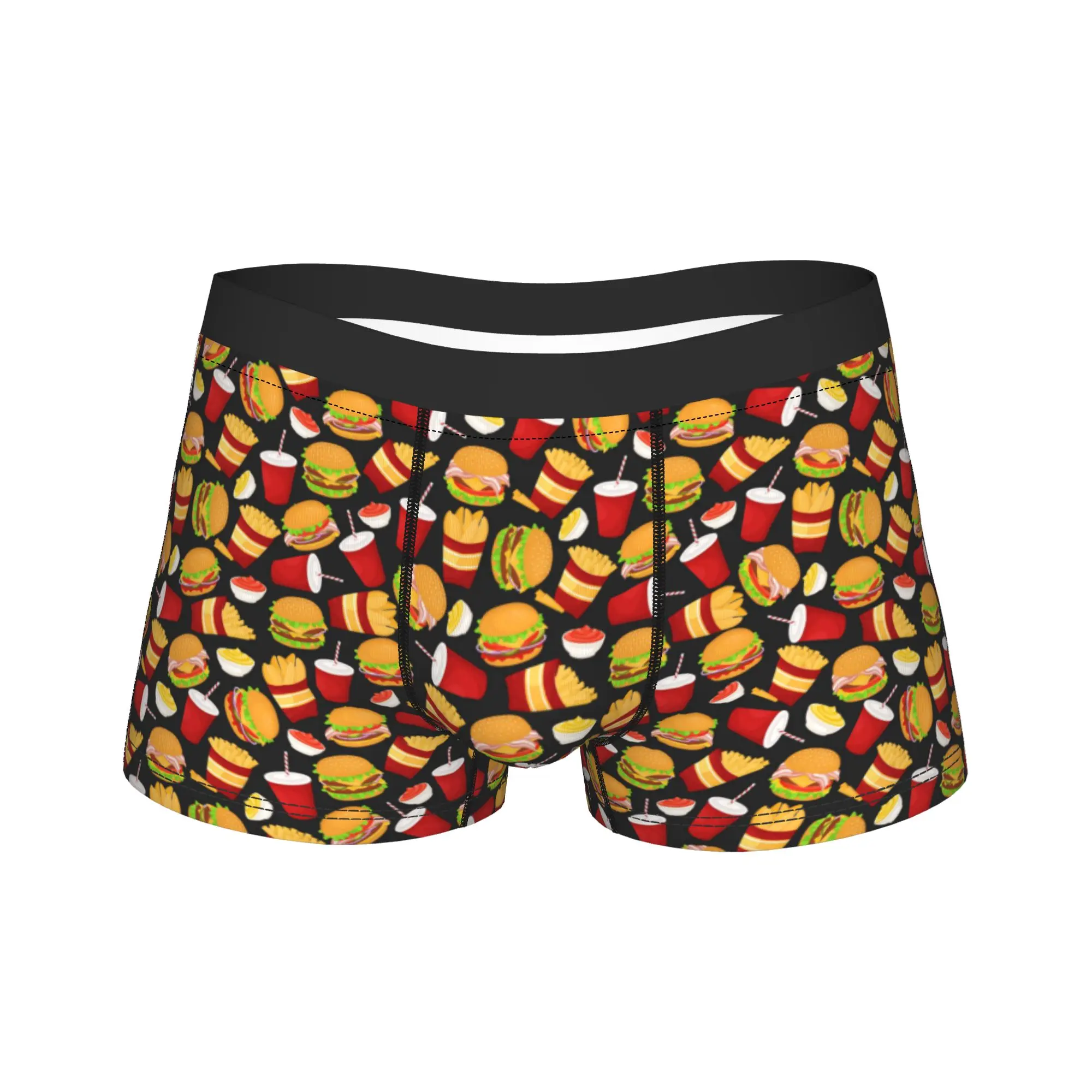 cute kawaii fast food meal Underwear  Custom DIY Trunk Hot Sale Men Panties Elastic Boxer Brief Birthday Present