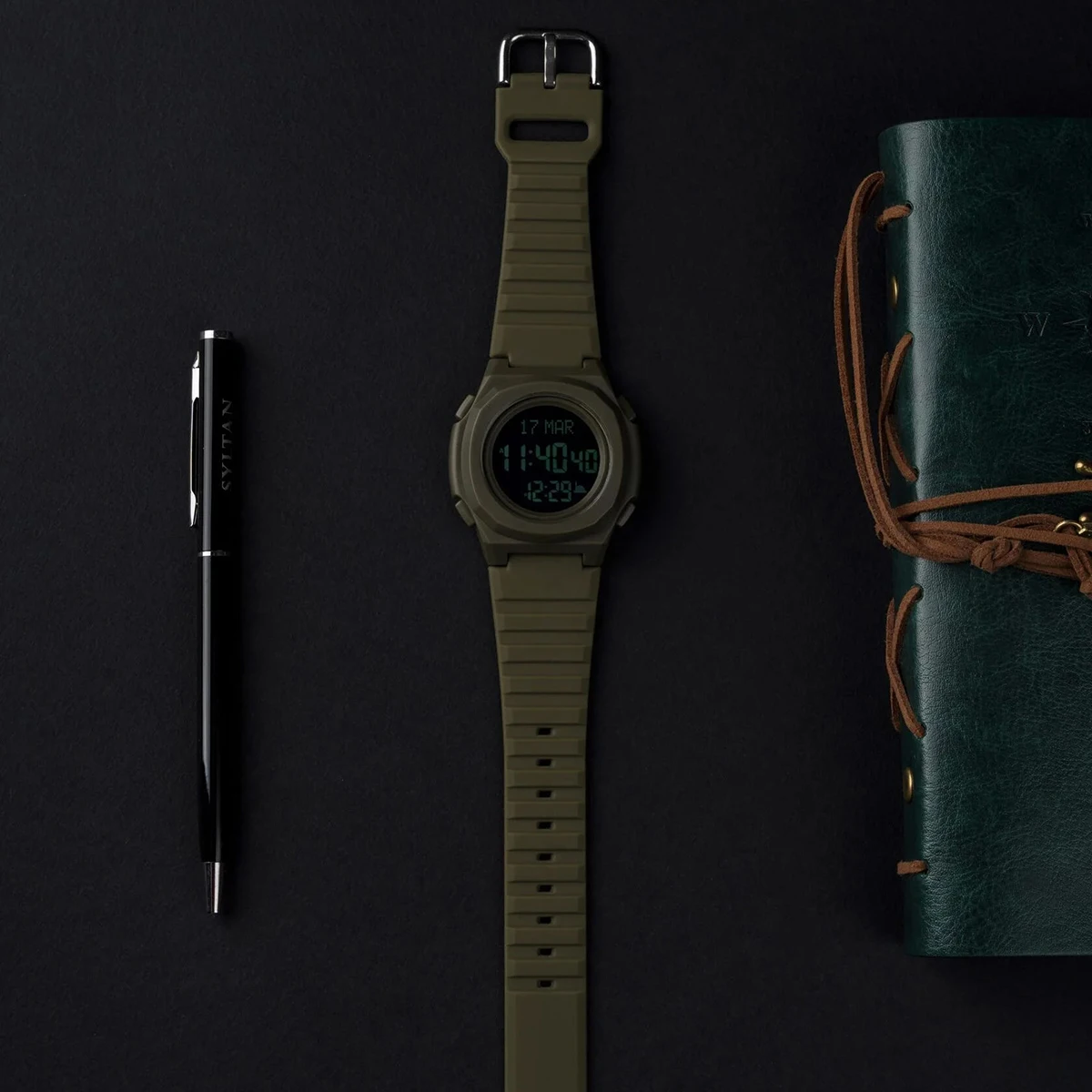 ساعة رجالية إسلامية، آلة حاسبة القبلة، بوصلة اتجاه الصلاة، وقت الأذان، ساعة إلكترونية مقاومة للماء