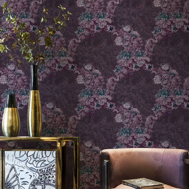 

American Rustic Floral Wall Paper Roll Waterproof PVC Wallpapers Flower Bedroom Decoration Home Living Room