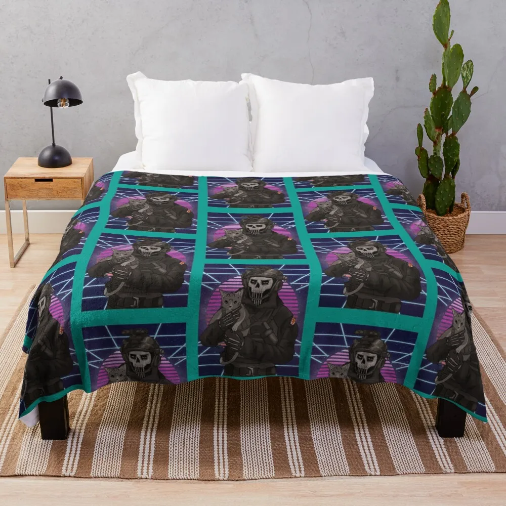 

Simon Ghost Riley cat retro Throw Blanket Moving Luxury warm for winter Luxury Brand Blankets