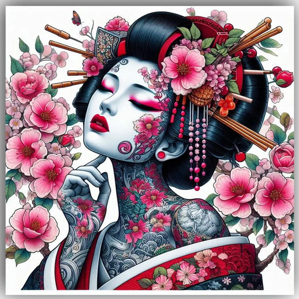 

New Japanese geisha Diamond painting Diy Jewelry cross stitch Embroidery diamond Mosaic rhinestones portrait Home decoration,