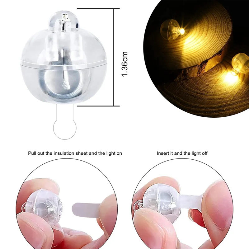 ABRO-LED Balloon Lights Plastic LED Balloon Lights Mini LED Light Warm White, For Paper Lantern, Balloon Light, Birthday Party