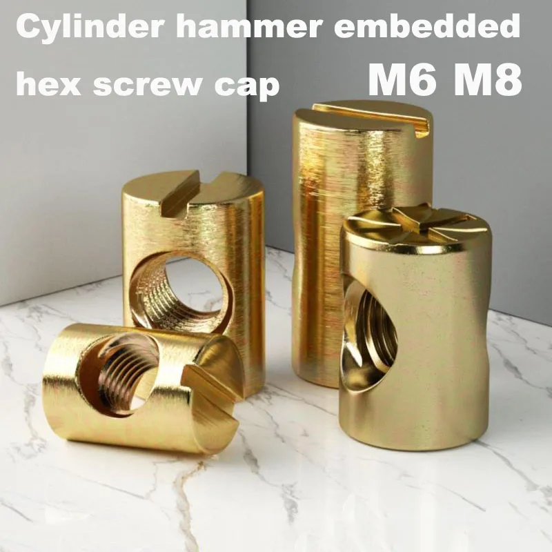 Hammer nut Hammer nut furniture two-in-one connector element column hammer embedded hexagon screw cap M6 M8