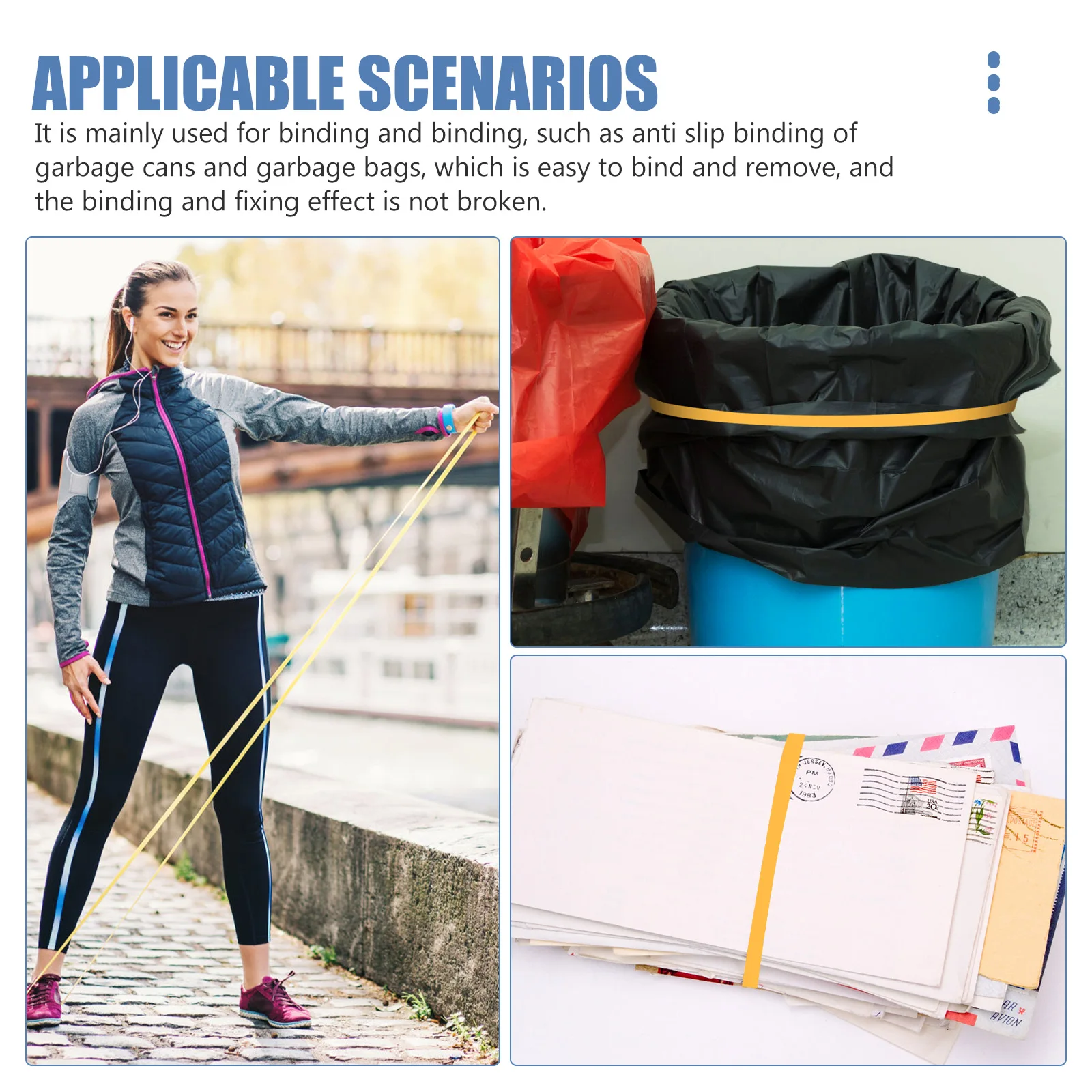 

45pcs Heavy Duty Rubber Bands Large Elastic Straps Binding Garbage Can Kitchen Trash Travel Thick Wide Reusable Strong