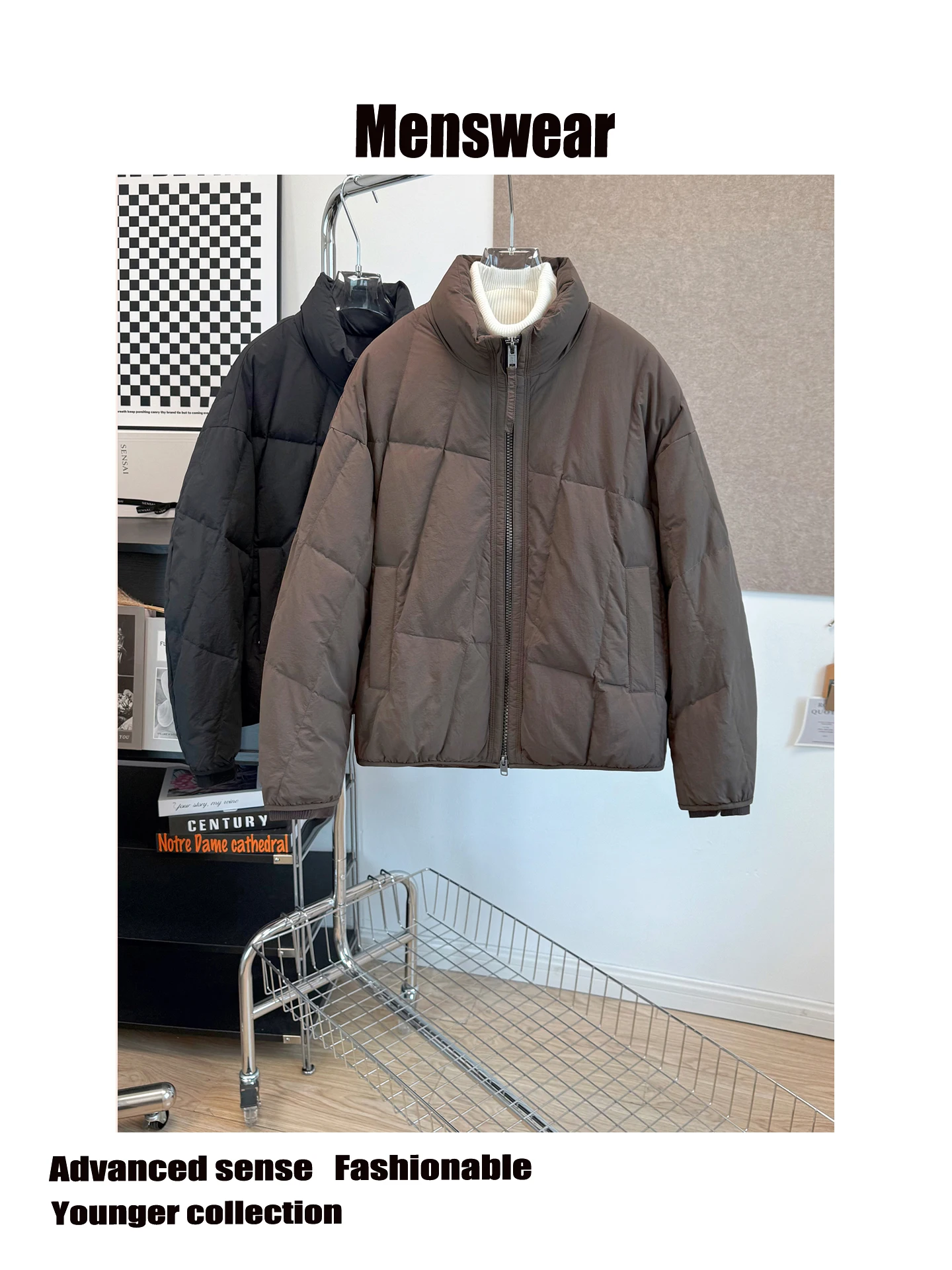 

Новая мужская зимняя куртка-пуховик 2025 года с утолщенным воротником-стойкой, на пуху, повседневная, для отдыха, короткое пальто для мужчин