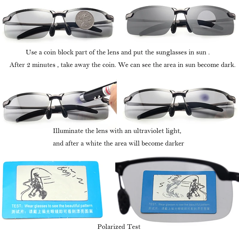 Brand Designer Polarized Sunglasses Photochromic Gradient Men Day Night Driving Sun Glasses Fashion Driver\'s Eyewear UV400