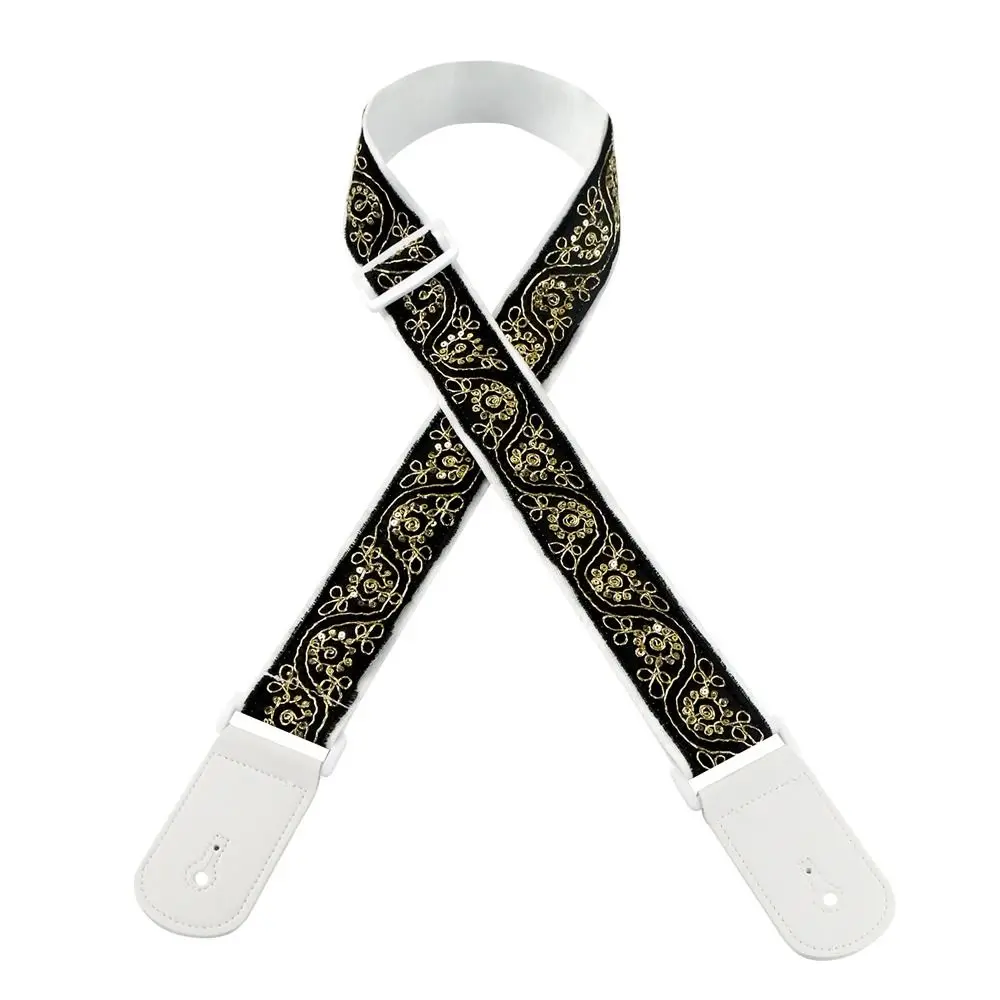 

Vintage Guitar Strap Ethnic Style Embroidered Print Electric Guitar Belts Adjustable High Quality Guitar Shoulder Belt