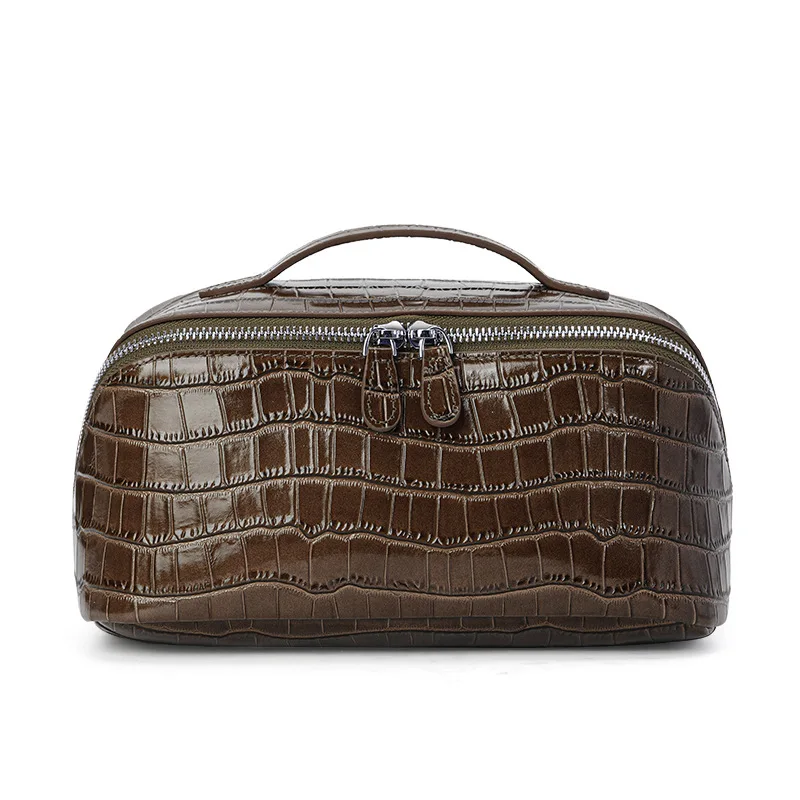 

Alligator Pattern Women Genuine Leather Cosmetic Bag Waterproof Cow Leather Make Up Bag Oranizer Travel Toiletry Case for Ladies