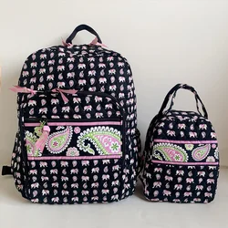 VB pure cotton eco-friendly printing backpack+lunch bag combination set