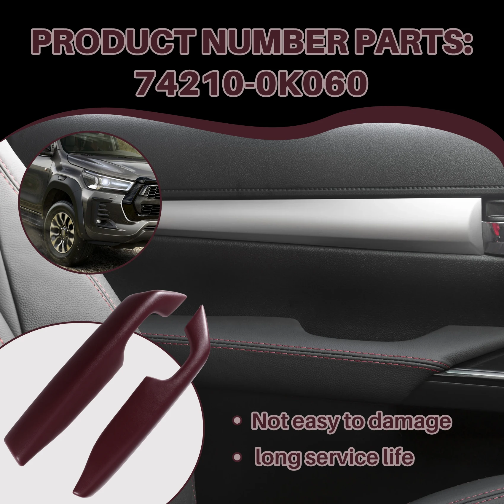 

For Toyota Hilux Revo 2015-2024 Armrest Handle Base Plate Cover Handle Panel Front Door 74210-0K060 Lid