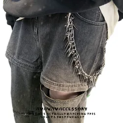 Punk Hip Hop Black Gun Plated Rivet Metal Biker Pants Chain Male Woman Fashion Rock And Roll  Accessories Retro Key Chain