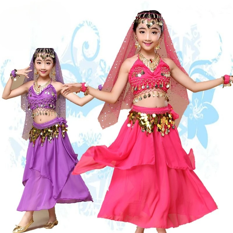 Conjunto de disfraz de danza india para niños, disfraz de danza, disfraz de danza del vientre para niños