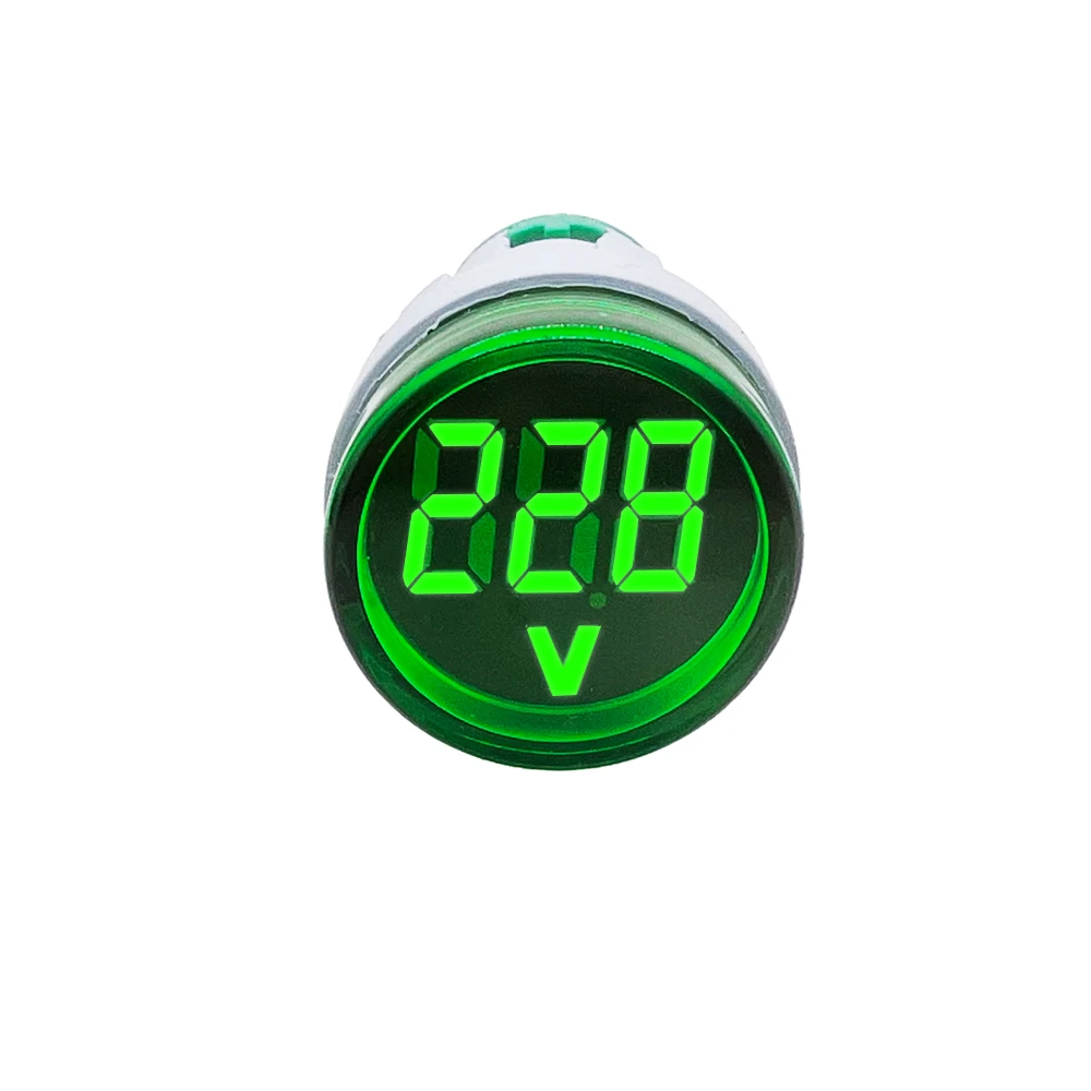22mm AC 60-500V LED Panel Digital Voltage Meter Voltmeter Round Indicator Light