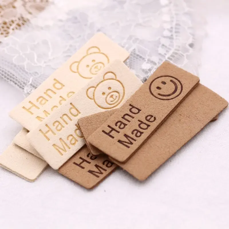 10pcs leather woven labels and fabric labels