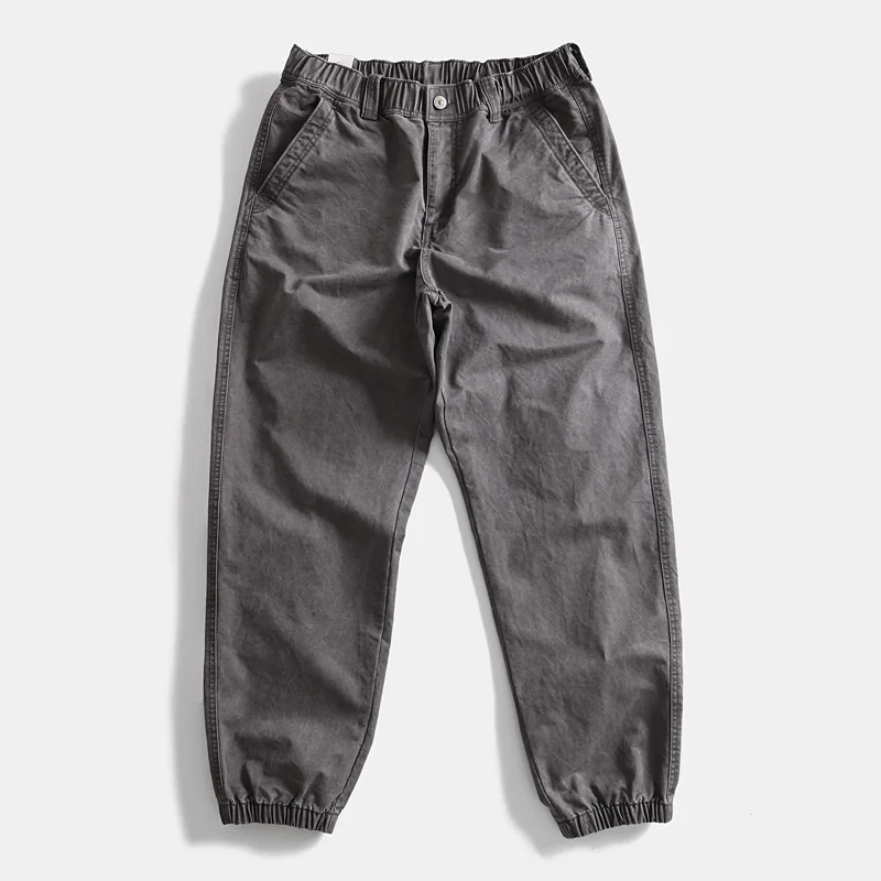 

Heavyweight Washed Pure 100% Cotton Wide-Leg Tapered Cargo Pants - Autumn American Vintage Men's Dad Fit Casual Harem Trousers