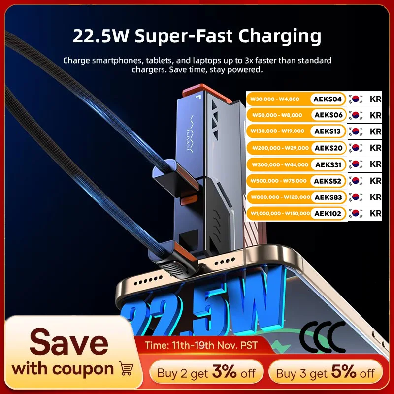 

VYVYLABS Portable Power Bank Removable Replaceable Battery Pack 20000mAh 22.5W Fast Charging External Battery for iPhone/Tablet