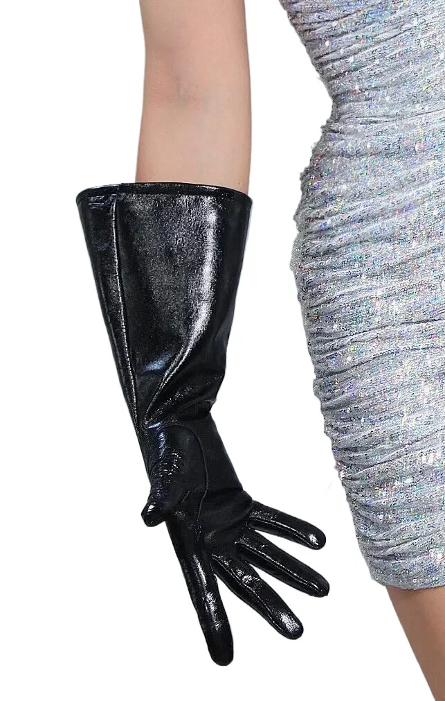 

Перчатки DooWay унисекс из натуральной овечьей кожи, черные, с широкими рукавами-баллонами (38 см), модные, для костюмов