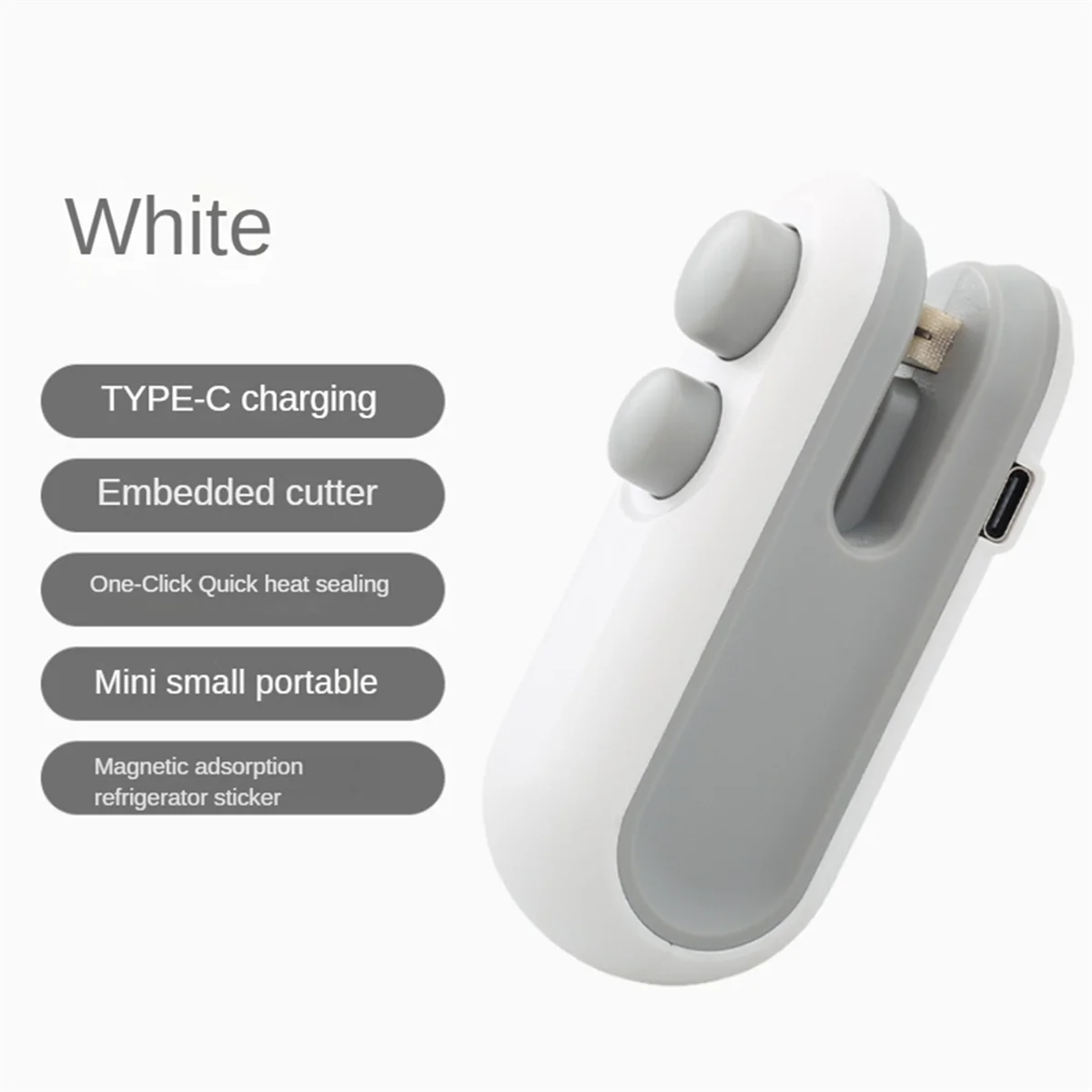 USB Food Bag Sealer Bag Heat Sealer Machine Household Small Hand Pressure Bag Sealing Accessories Snack Sealer Clip -A