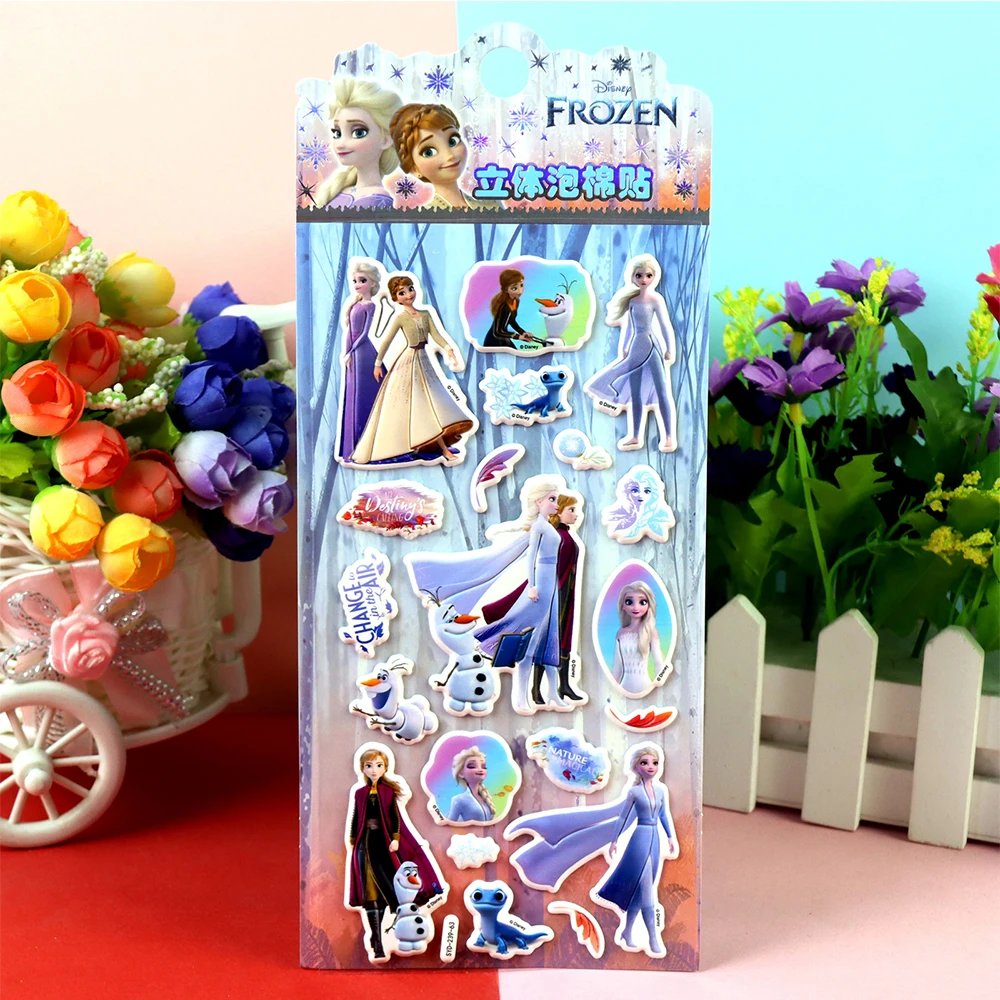 

4pcs Disney Anime Frozen Princess Cartoon Bubble Stickers Headmade DIY Notebook Guitar Cute 3D Puffy Decoration Sticker for Gift