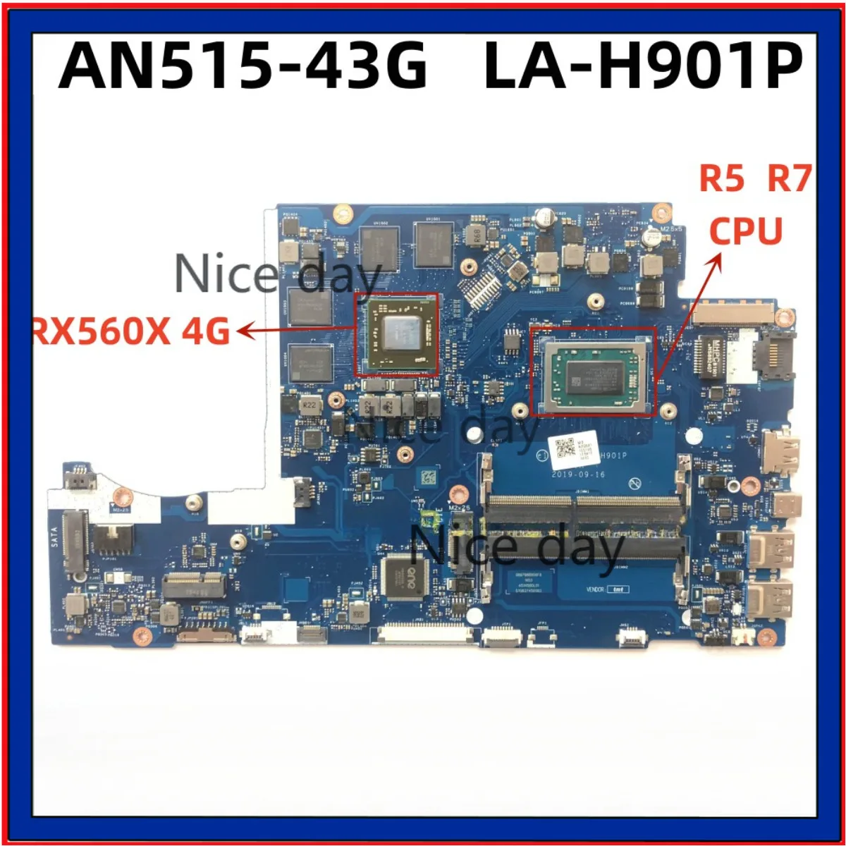 LA-H901P for Acer AN515-43G motherboard NBQ5X11002 CPU R5 3550H GPU RX560X 4G