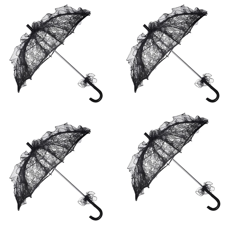 

4PCS Craft Lace Decorative Umbrella, Photography Scene Prop Umbrella For Party Vintage Parasol Umbrella