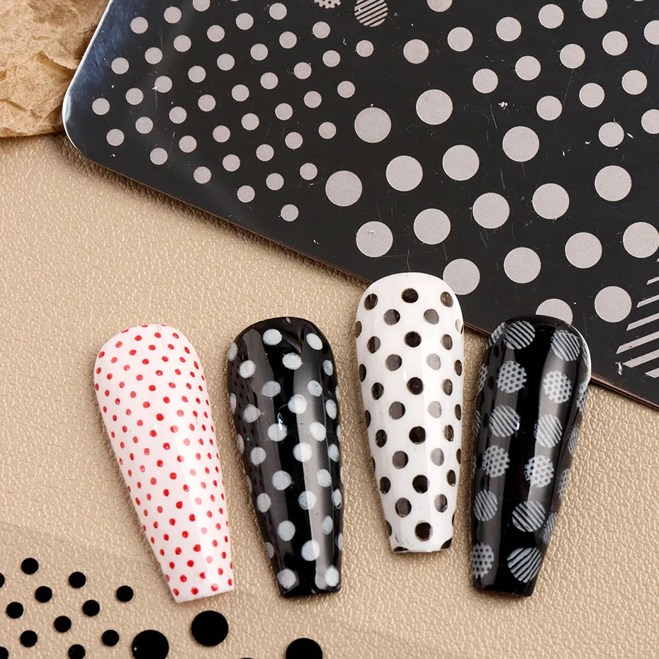 3-teiliges Set Niedliche Polka Dot Line Nagelstempelplatte Mini Stern Geometrische Streifen Nagellack Transfer Druckvorlage DIY Schablonen-Werkzeuge – Detail 7