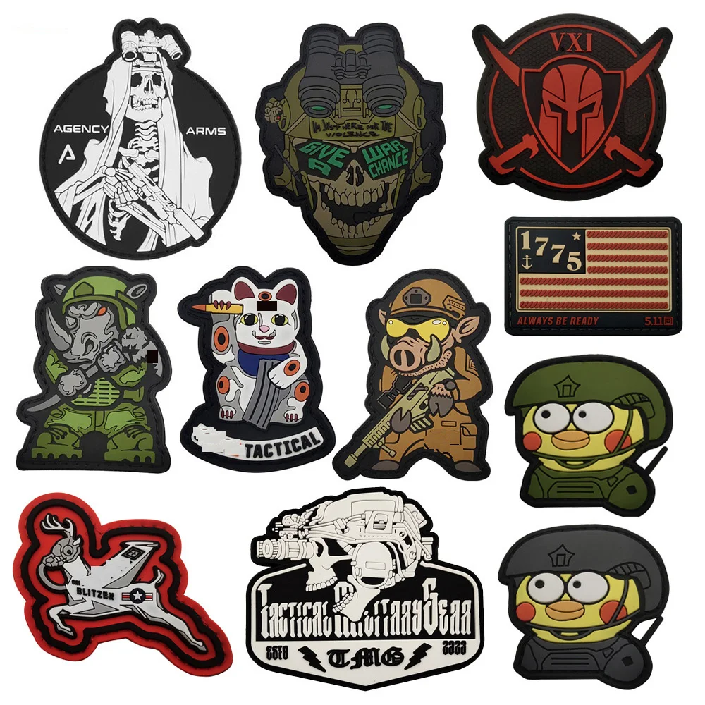 Outdoor Rubber Tactical Military Patch Magic Tactical Morale Armband Skull Animal Tactical Rhino Patches for Clothing