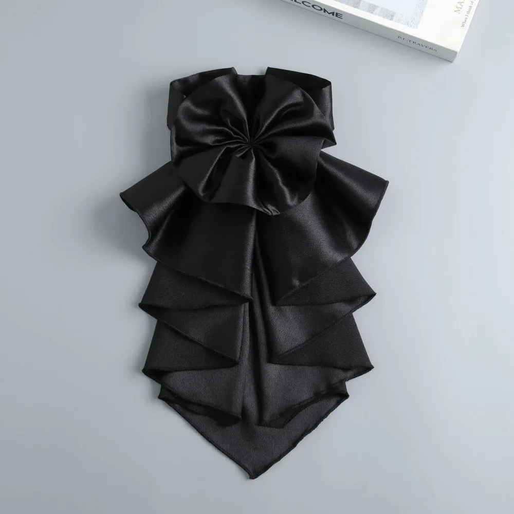 Mehrschichtiges Dekor, abnehmbarer Rüschenkragen, große Schleife, verstellbarer Fake-Kragen, schicke Polyester-Bluse, dekorativer Kragen, Themenparty – Detail 8