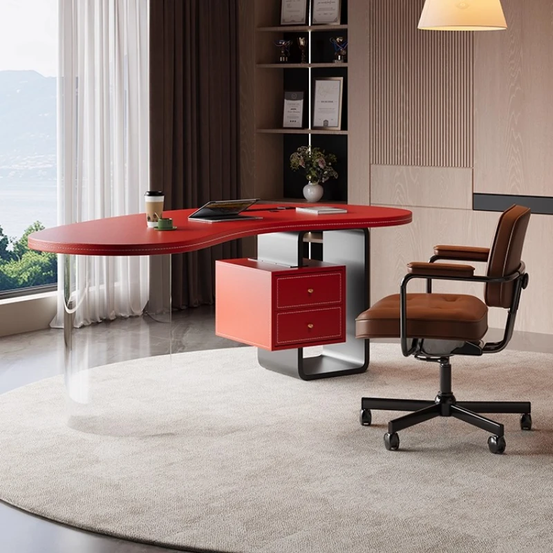 

Solid wood saddle leather young boss table small desk 1.6 meters small space