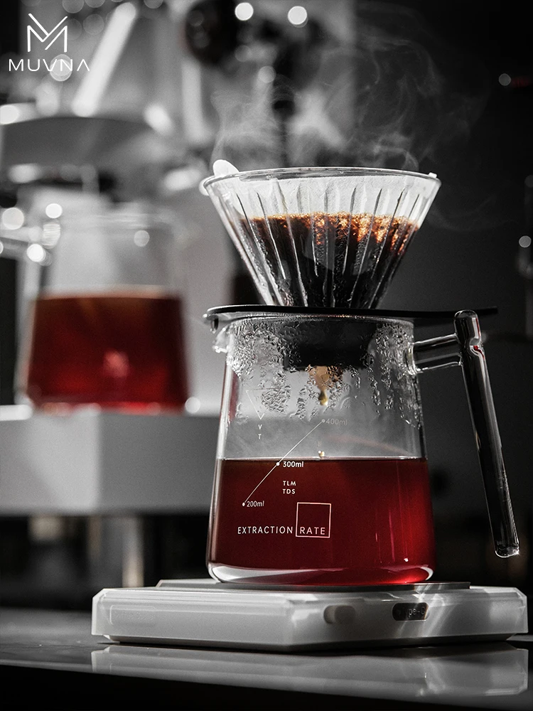 

MUVNA Glass Hand-Poured Coffee aring Pot with Sc Public Cup Coffee Brewing Kettle American Sle Commercial Household Use