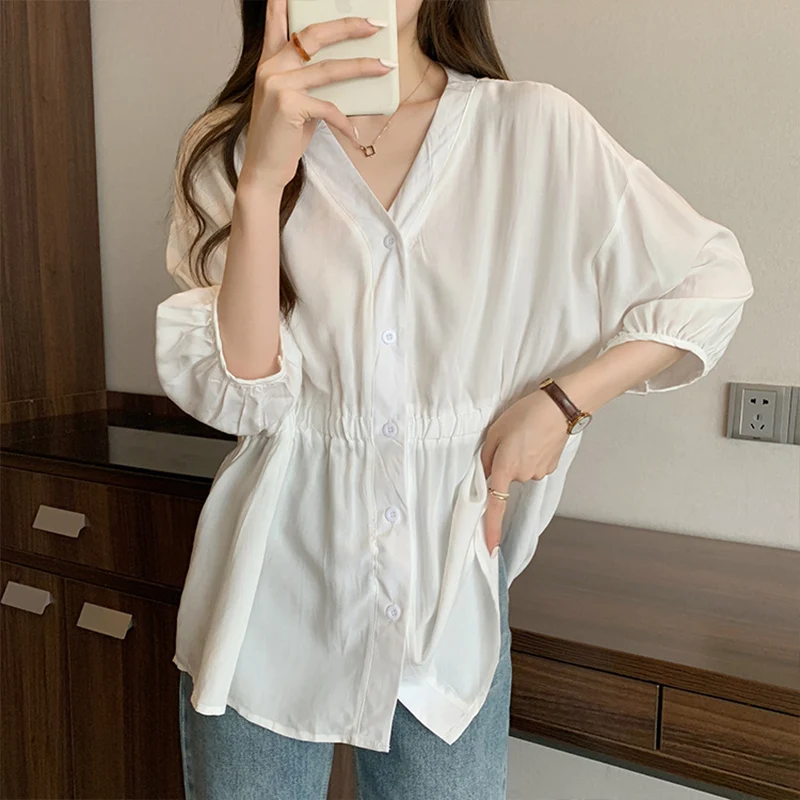 300 Pounds Oversized Casual Waistband Shirt for Women's Summer New Loose Age Reducing Slimming Temperament Versatile Trendy Top