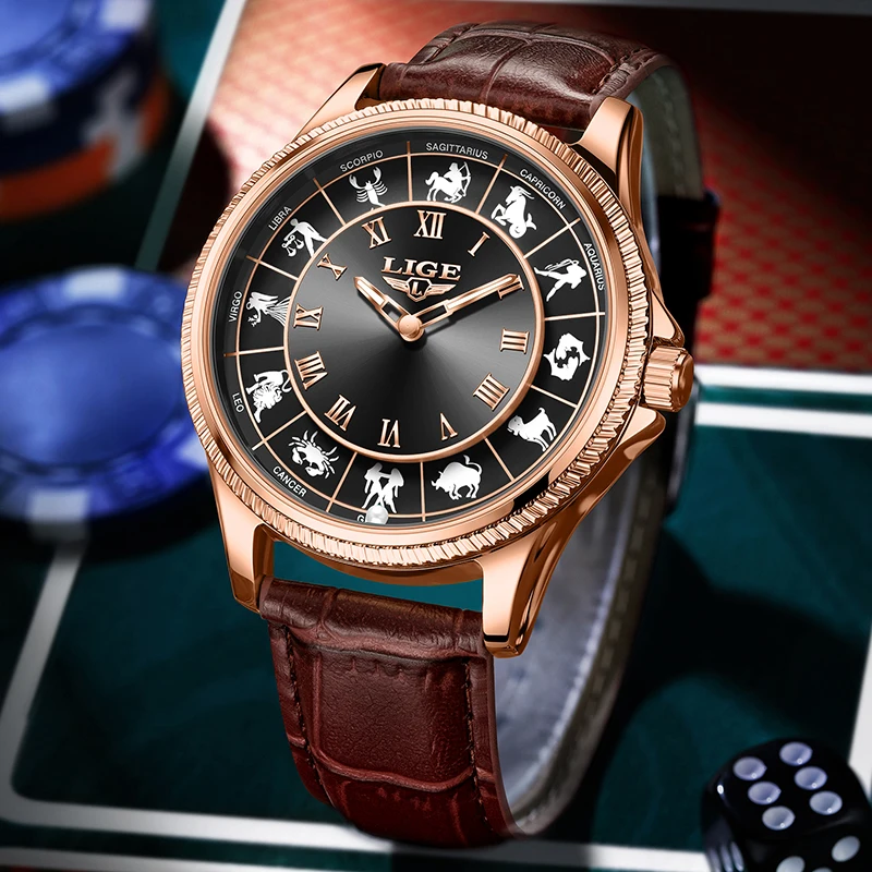 LIGE 2026 Creative Watches Men Fashion Luxury Quartz Wristwatches 30M Waterproof Luminous Constellation Mens Watch Reloj HOmbre