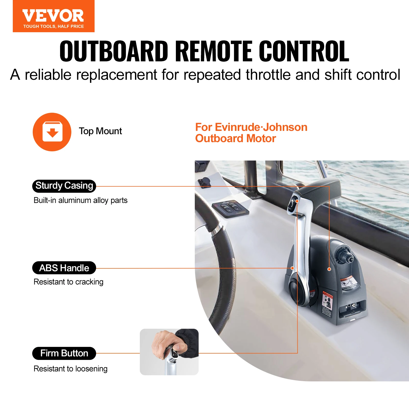 VEVOR Boat Throttle Control 5006186 Top-Mounted Outboard Remote Control Box for Evinrude Johnson Marine Throttle Control Box