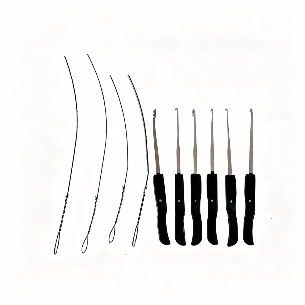 Ensemble de serrures en acier inoxydable 10/12 pièces avec crochets extracteurs, kit d'outils portables pour la pratique de l'ouverture de cadenas et de serrures de porte