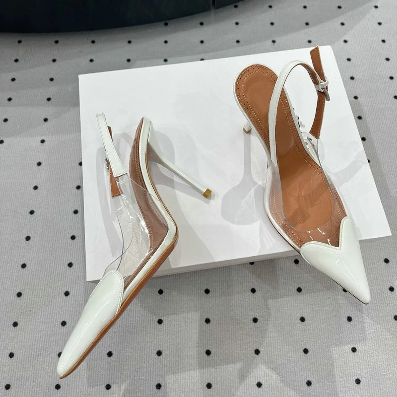 2026 European Summer New Women'S Sandals Pointy Thin Heels High Heels Back Empty Head Transparent Film Fashion Women'S Pumps
