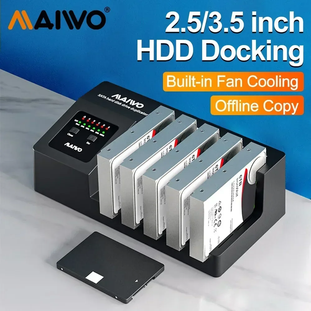 

MAIWO 2.5/3.5 Inch Hard Drive Docking Station SATA To USB 3.0 External HDD Docking for 5 Bay HDD/SSD Station with Offline Clone