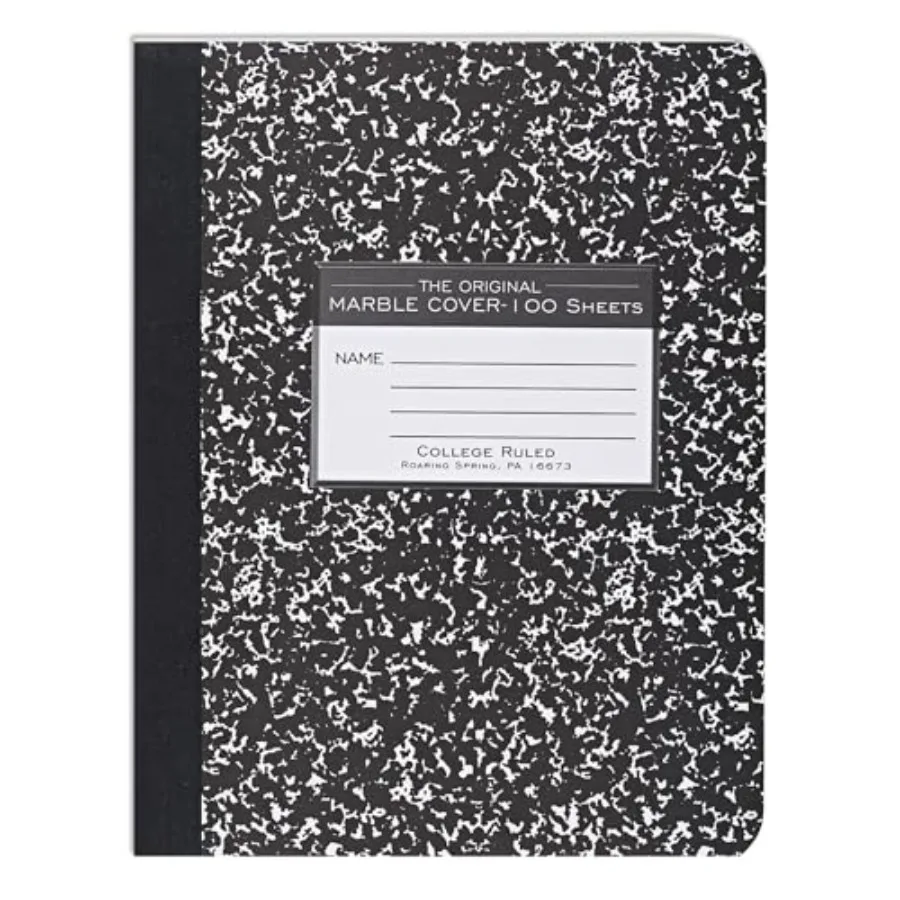 

Hard Cover Composition Notebook, Black Marble Comp Book, 9.75″ x 7.5″, College-Ruled with Margin, 100 Sheets 200 Pages